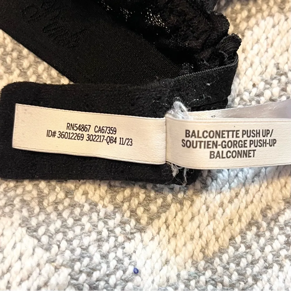PINK VICTORIA’S SECRET Balconette Black Lace Push Up Bra 36D - Image 7
