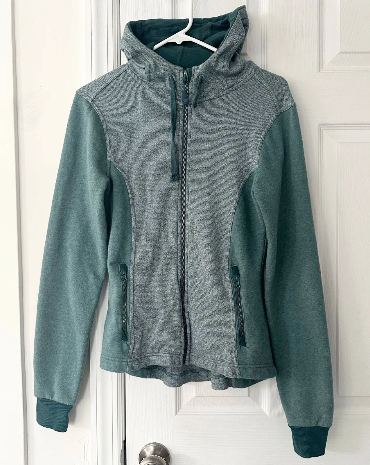 Pact Organic Two Tone Green Heather Full Zip Hooded Sweatshirt Jacket Small - Image 1