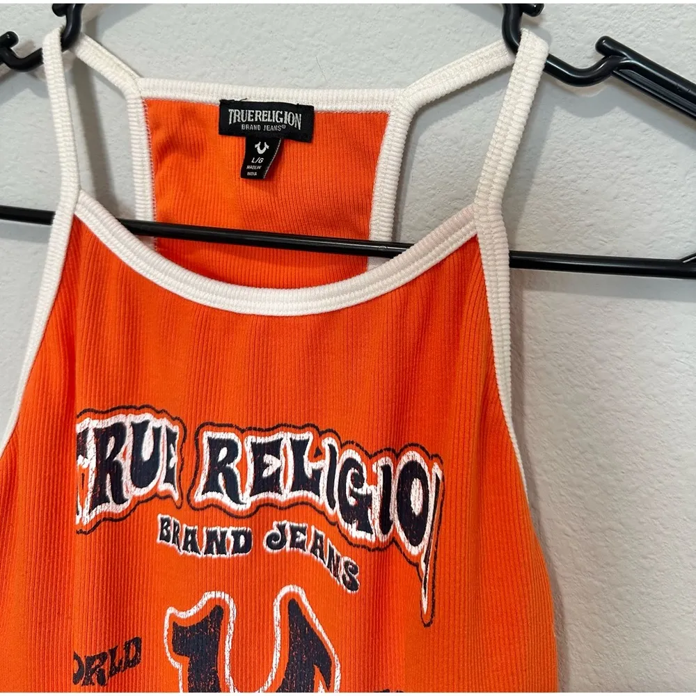 True Religion Orange Graphic Tank Top - Image 6
