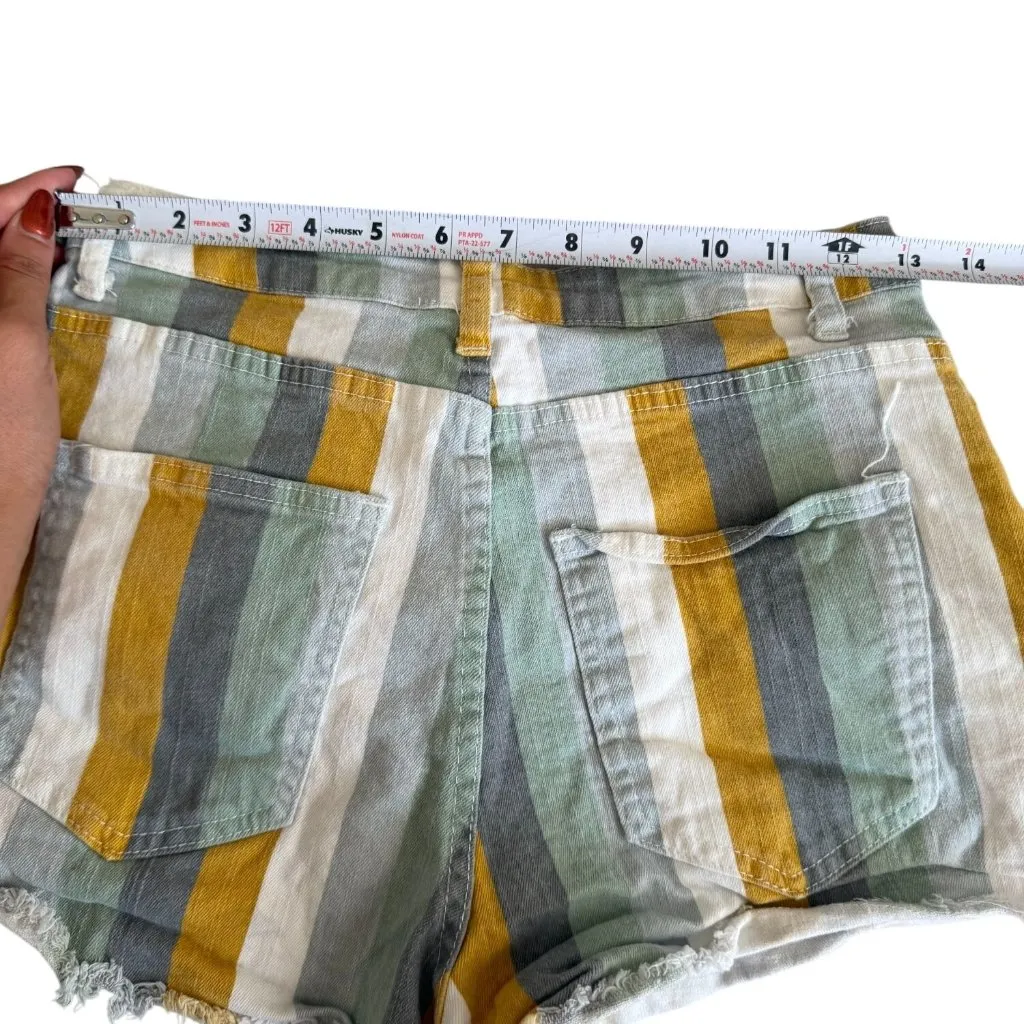 ALTAR'D STATE Multicolor Striped Denim Shorts Size Medium - Image 4