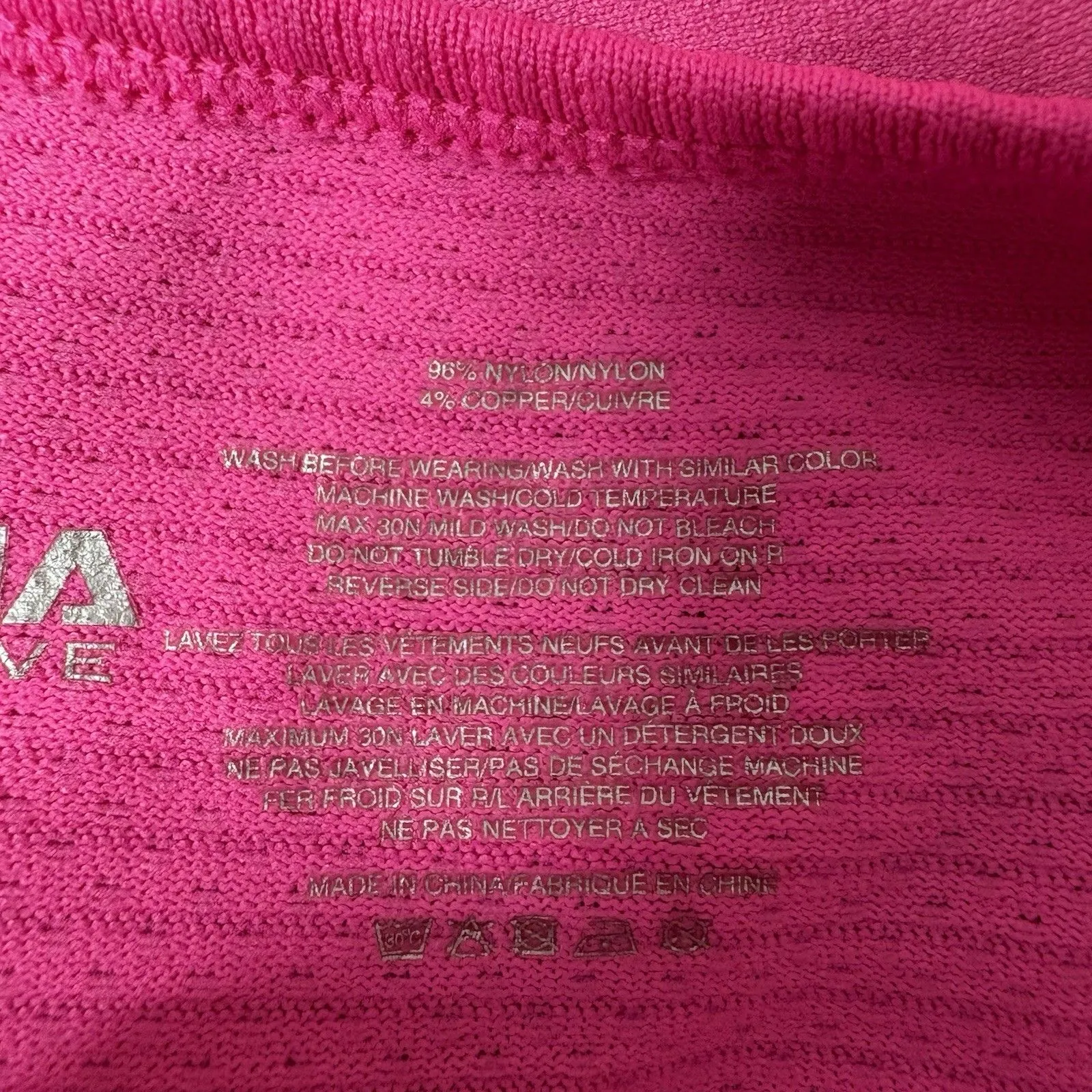 ZYIA Active Bright Pink Seamless Racerback Tank Top Size Large flaw ink stain - Image 7