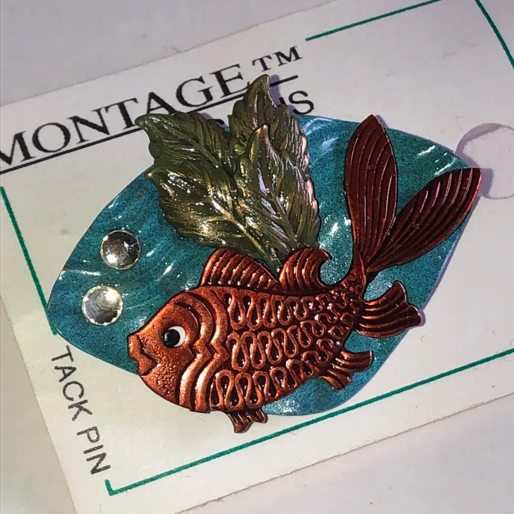 Montage Designs 3D Fish Pin Copper and Green Brown - Image 2