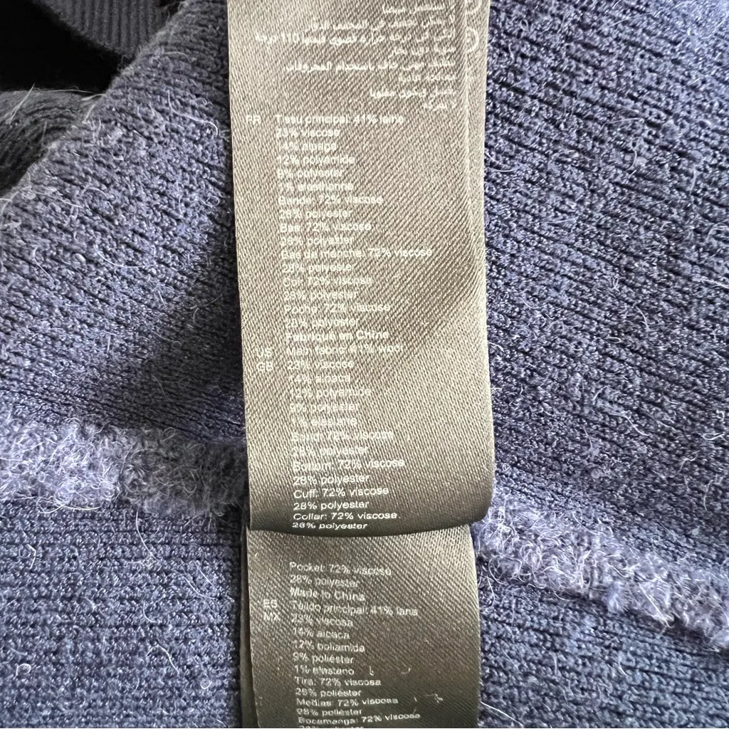 Sandro Deep Blue Button-Up Long Sleeve Wool Ted Coatigan Blazer - Image 10