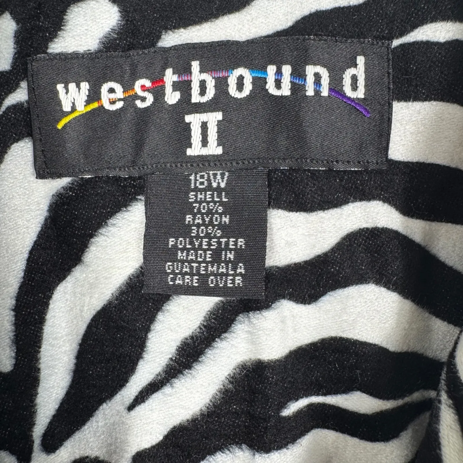 Westbound II Zebra Print Jacket Button Up Career Casual Party Long Sleeve 18W Black - Image 2