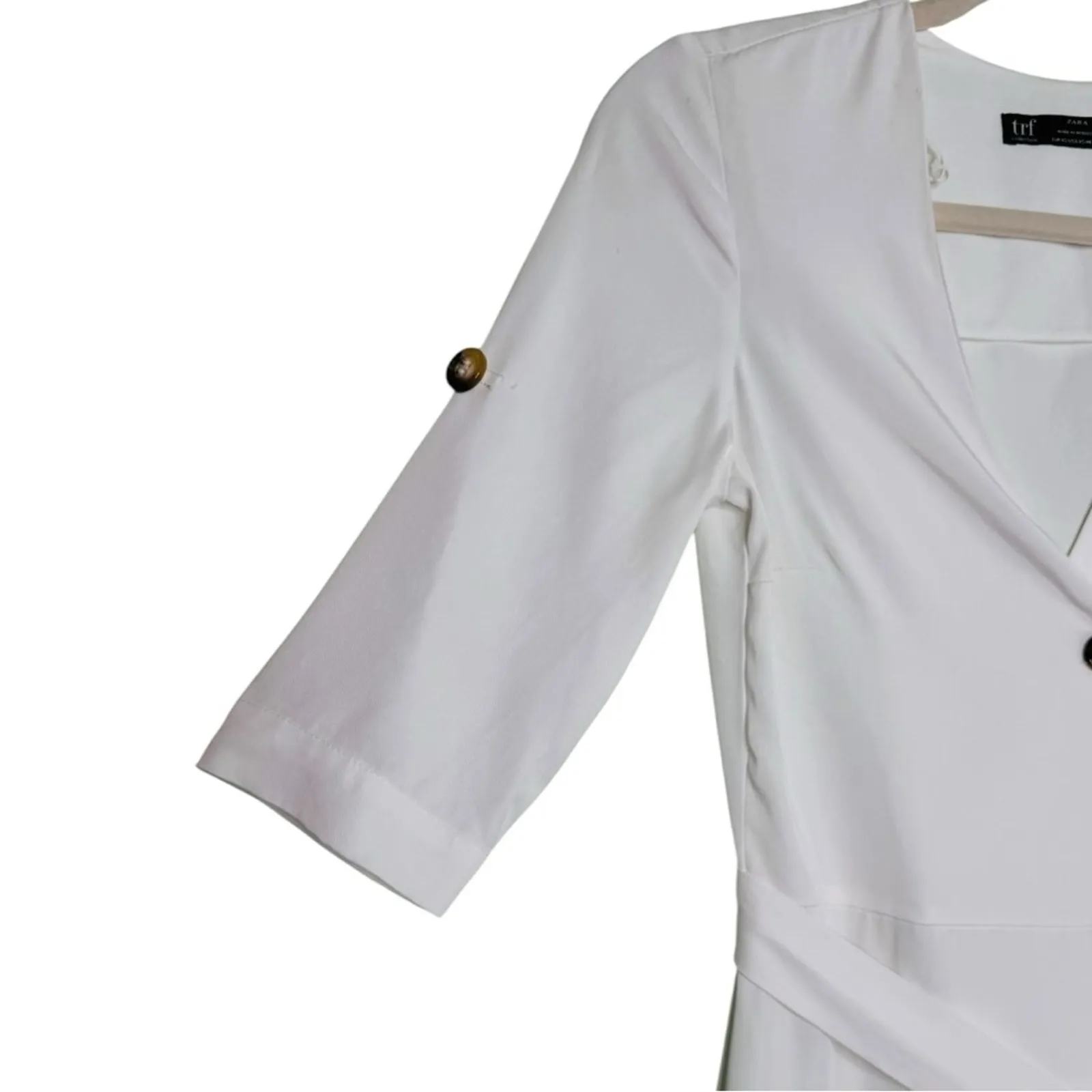 TRF Collection Zara White Long Dress With Buttons and Sash Size XS - Image 5