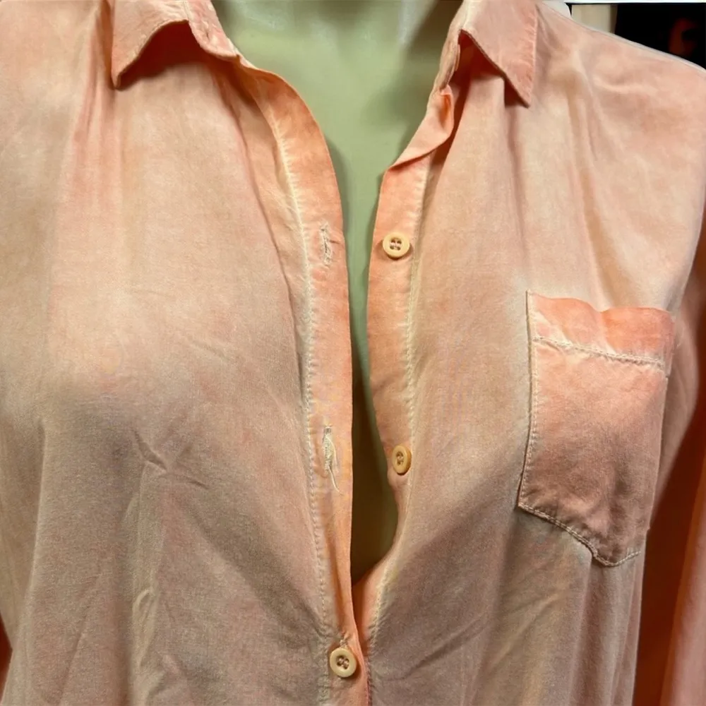 Crosby Rayon Coral Button Up Top 3 Quarter Sleeve Soft Comfort Blouse Womens L Orange Size L - Image 4