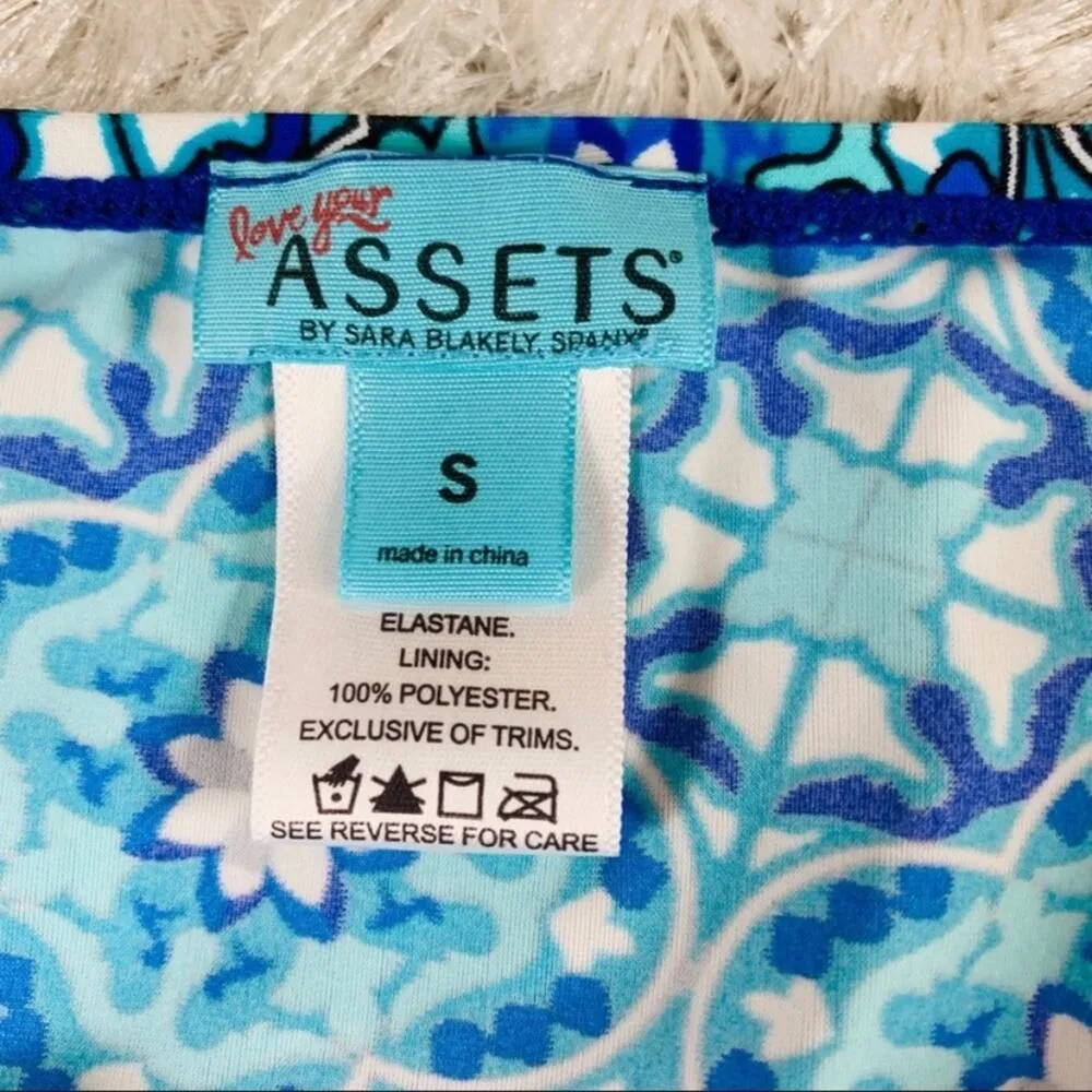 Spanx Blue Geometric Ruffle Trim Tankini Small - Image 5