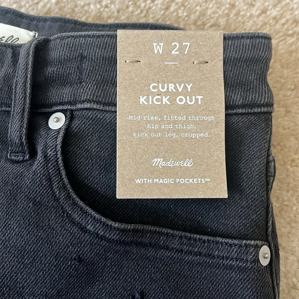 NWT Madewell Curvy Kick Out Dark Grey Jeans in Size Women’s 27 - Image 2