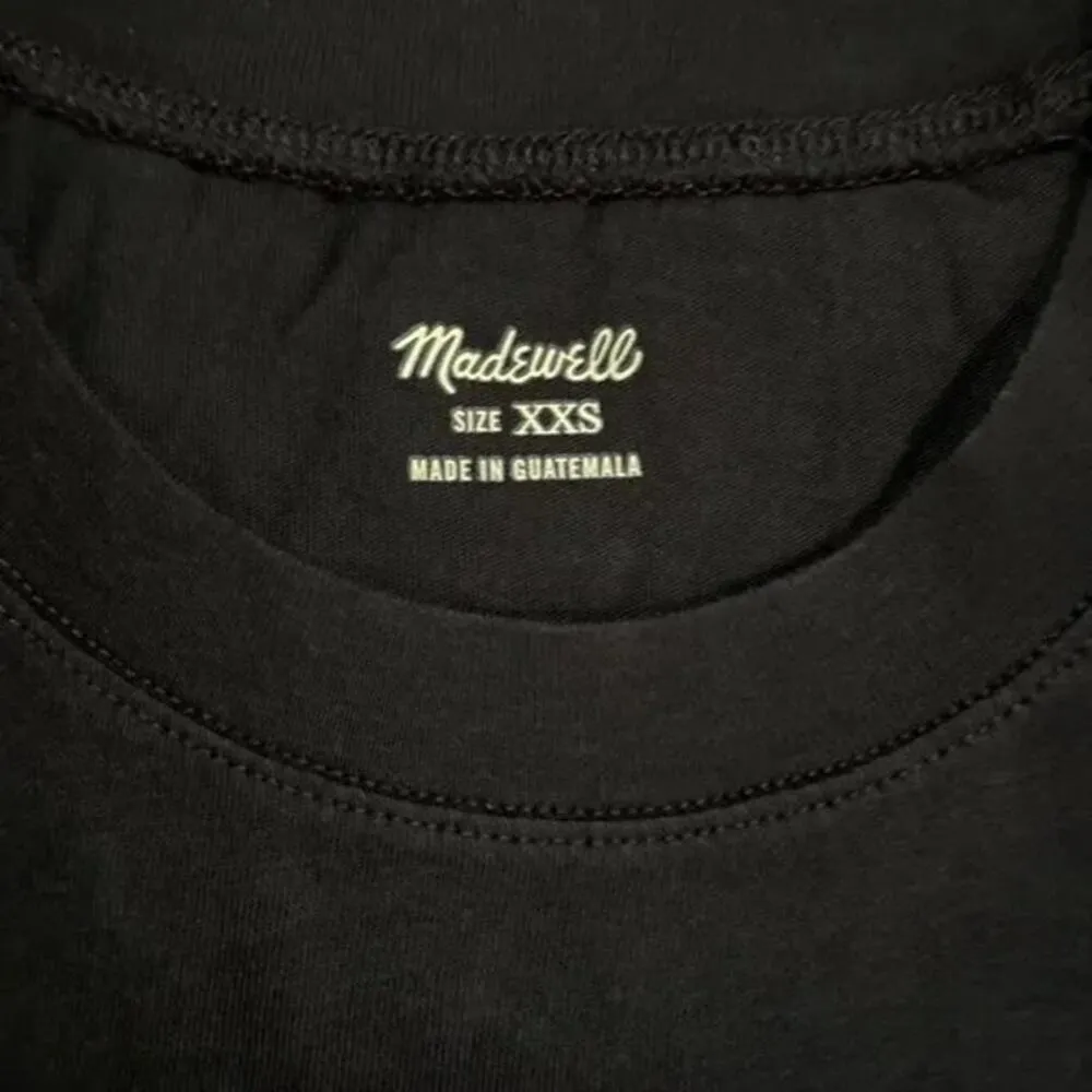 NWT Madewell Curved Hem Relaxed Fit Cotton Short Sleeve T-Shirt XXS Black #2951 - Image 5