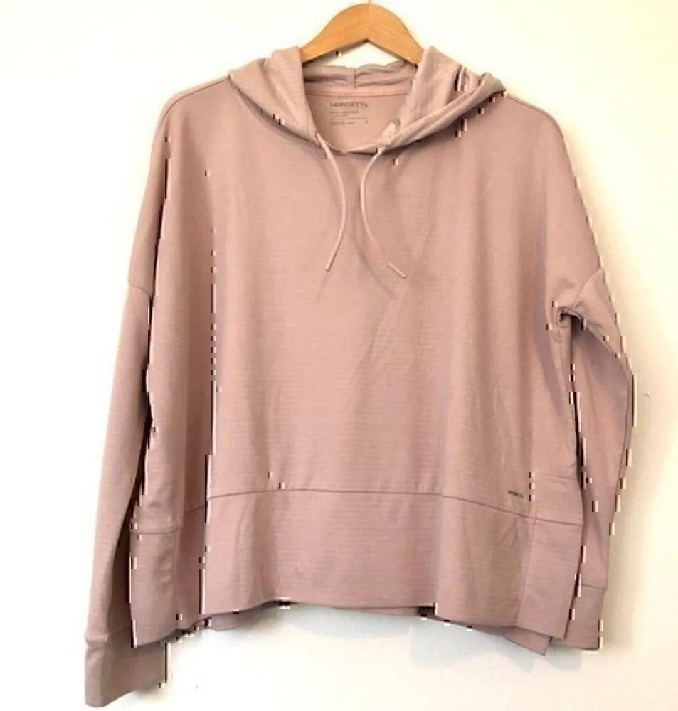 MONDETTA Ottoman Hoodie Blush Rose Pink Lightweight Boxy Activewear Active Small - Image 1