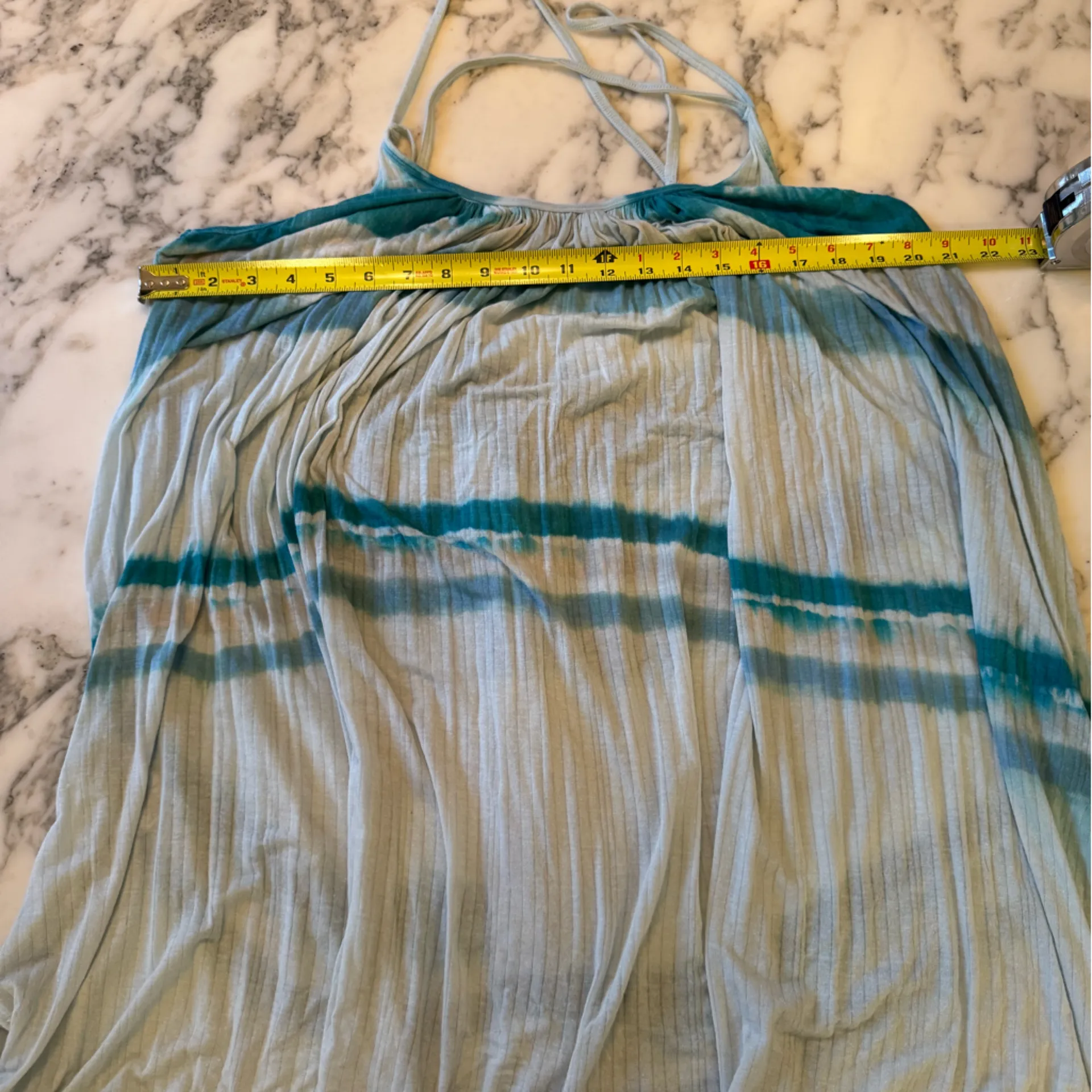 EUC Free People We The Free Light Blue Tie Dye Aquamarine Fly Away Tunic Tank - Image 9