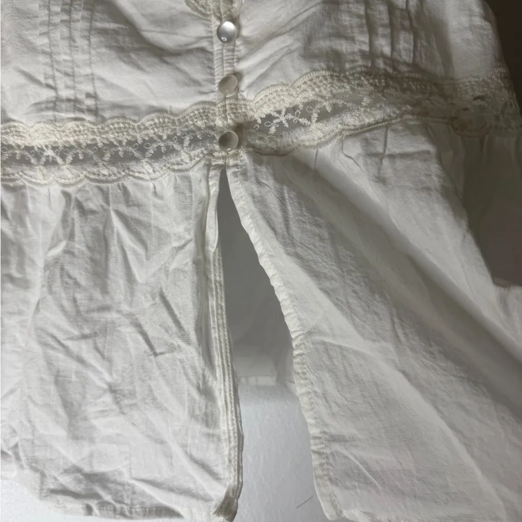 Wild Fable White Lace Trim‎ Babydoll Flyaway Tank Romantic Medium - Image 6