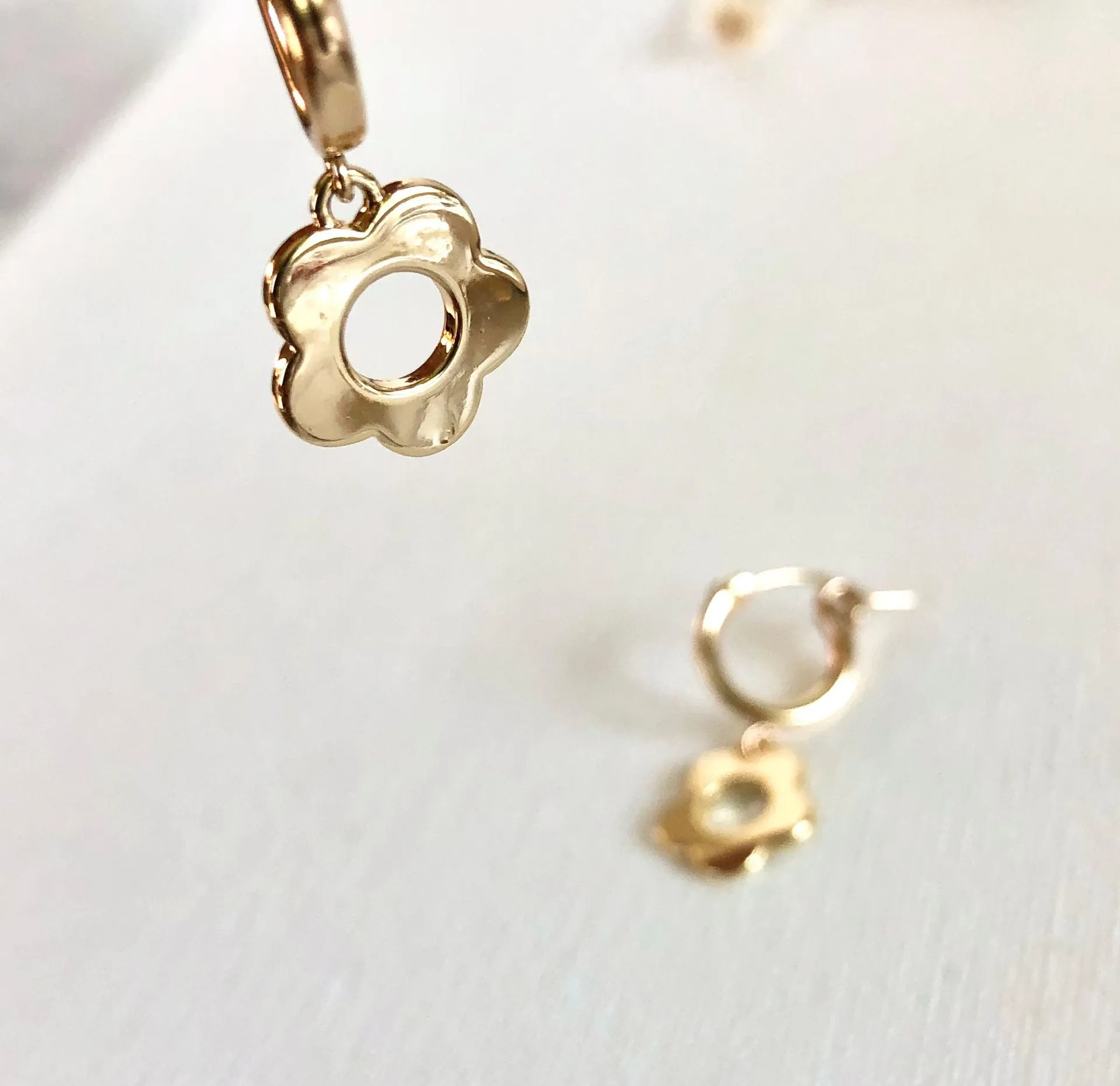 Flower Power Huggie Hoops Gold - Image 2