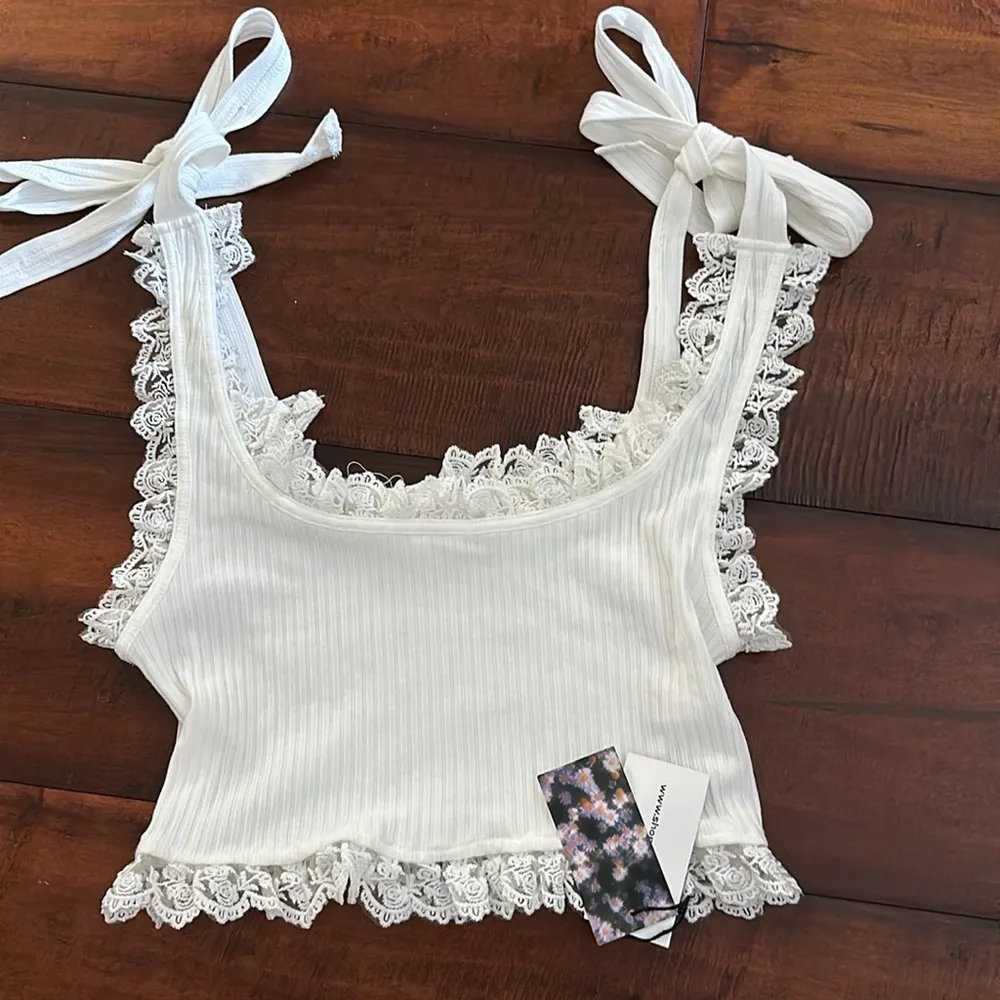 NWT Cider Tie Shoulder Lace Tank Top - Image 3