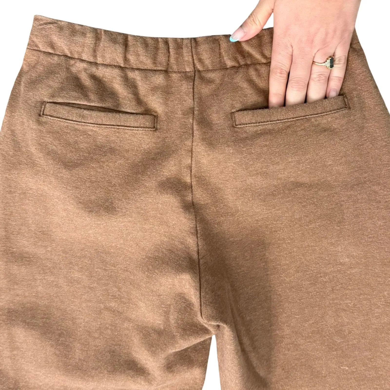 Everlane Heather Auburn Brown Dream Pant Knit Cropped Vertical Seam Pants sz XS - Image 12