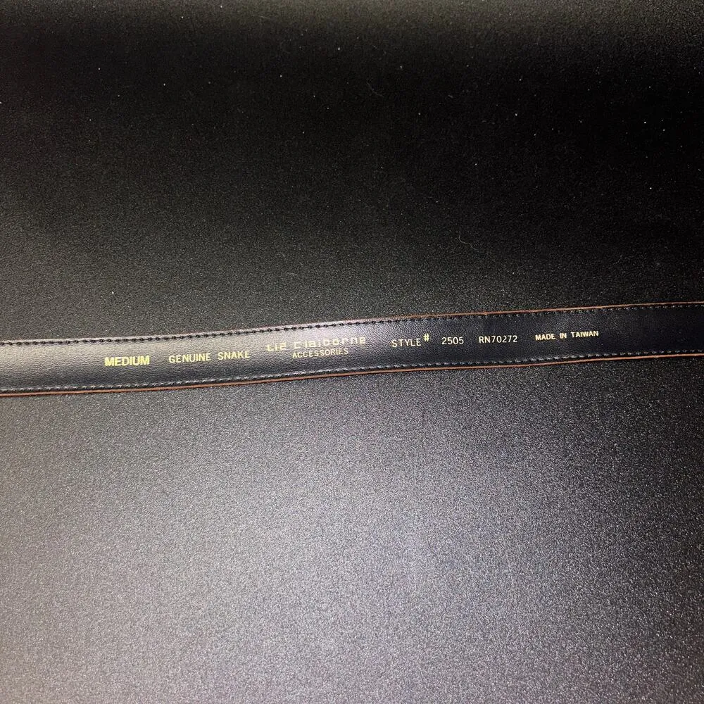 Liz Claiborne Brown Genuine Snake Leather Gold-Tone Buckle Women's Size Medium - Image 6