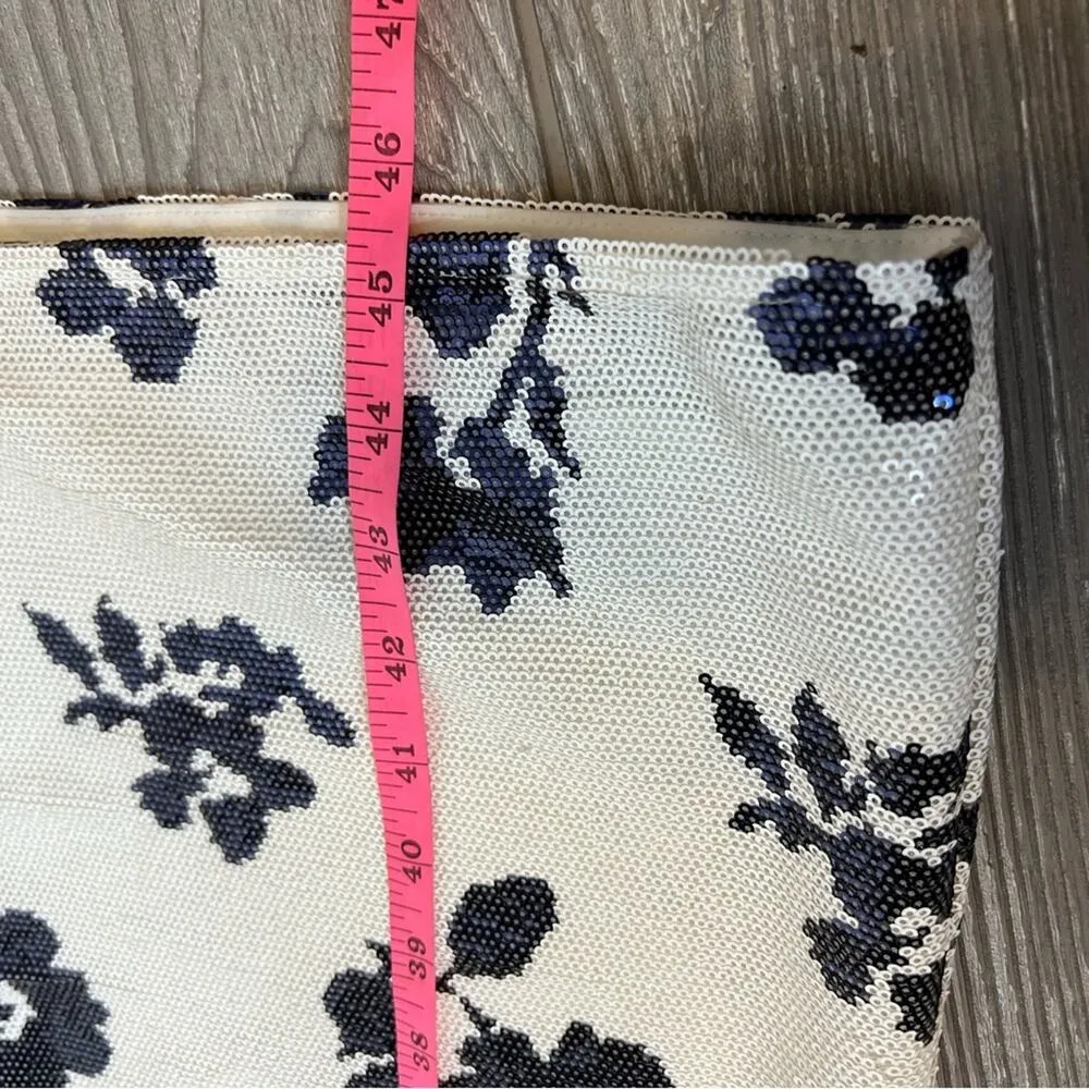 Self Portrait sleeveless floral sequin midi dress blue white sz 0 - Image 8