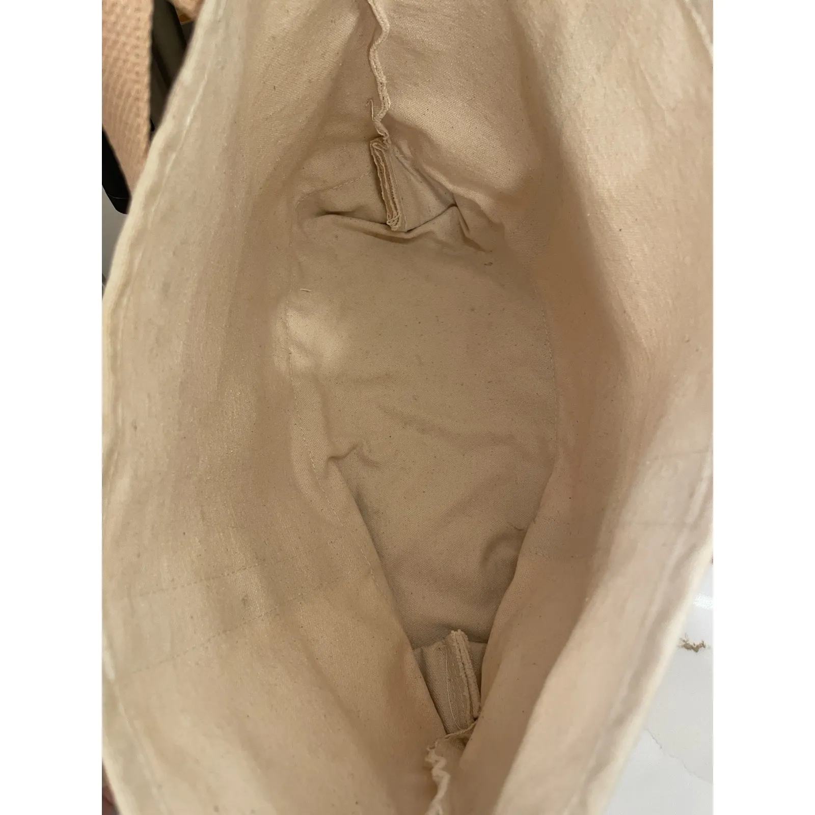 Vintage Nantucket Canvas Tote Bag‎ Flowers Cream Tan Open Boston Hand Print Used - Image 3