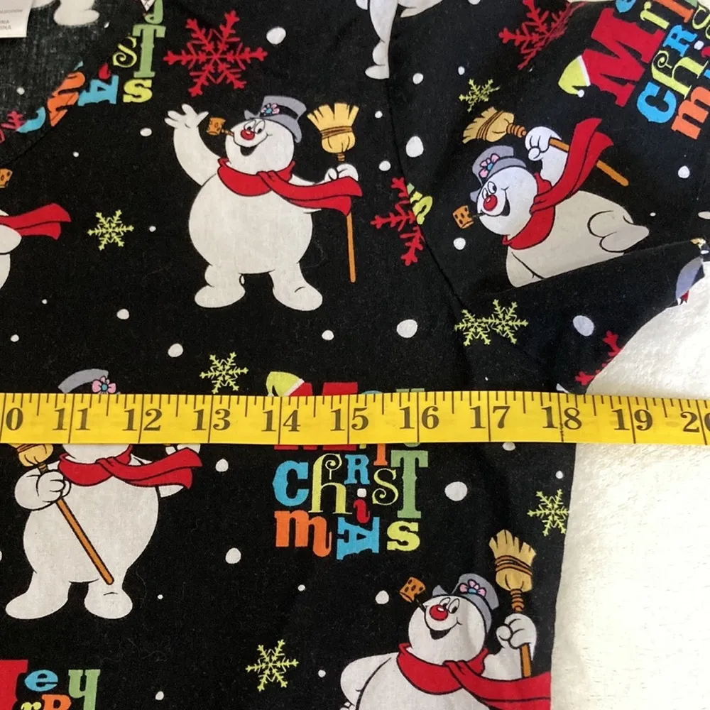 Frosty The Snowman Women’s Scrub Top Size XS Black - Image 4