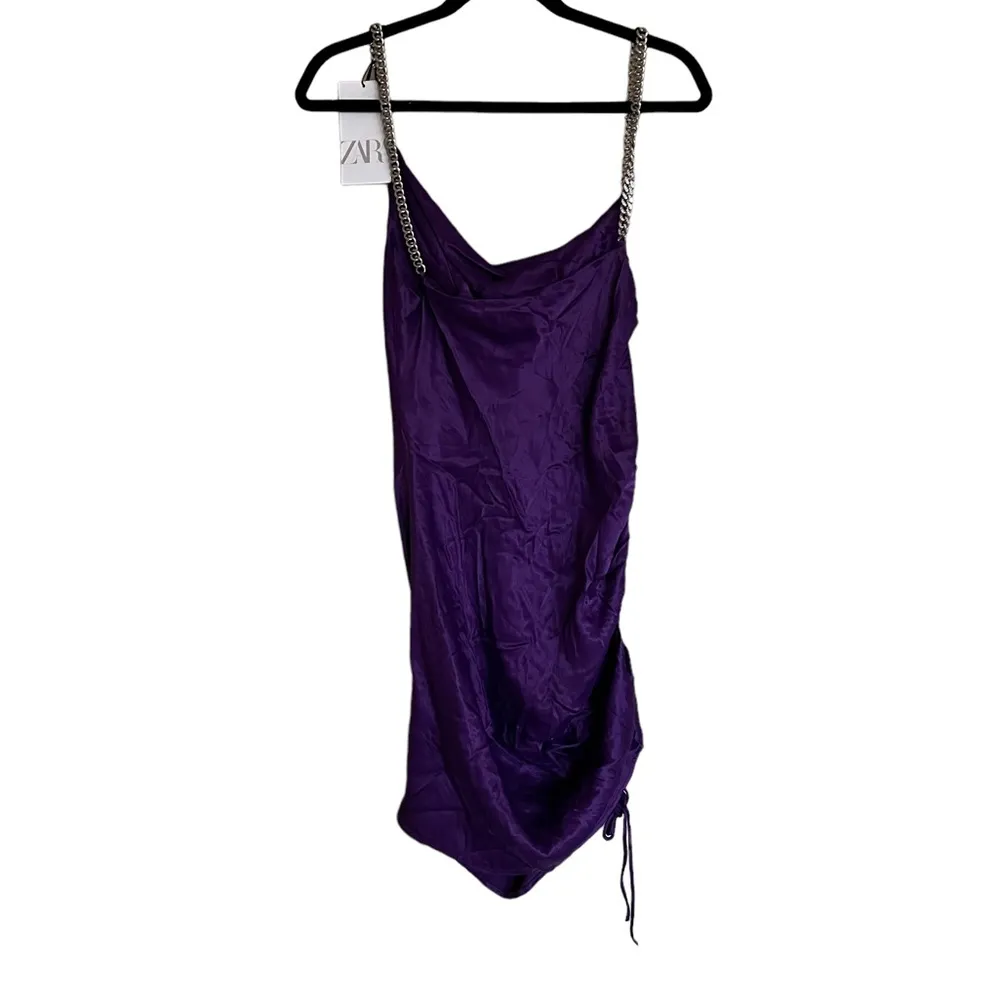 NWT Zara Satin Mini Dress With Chain Straps Purple BLOGGERS FAV - Image 5