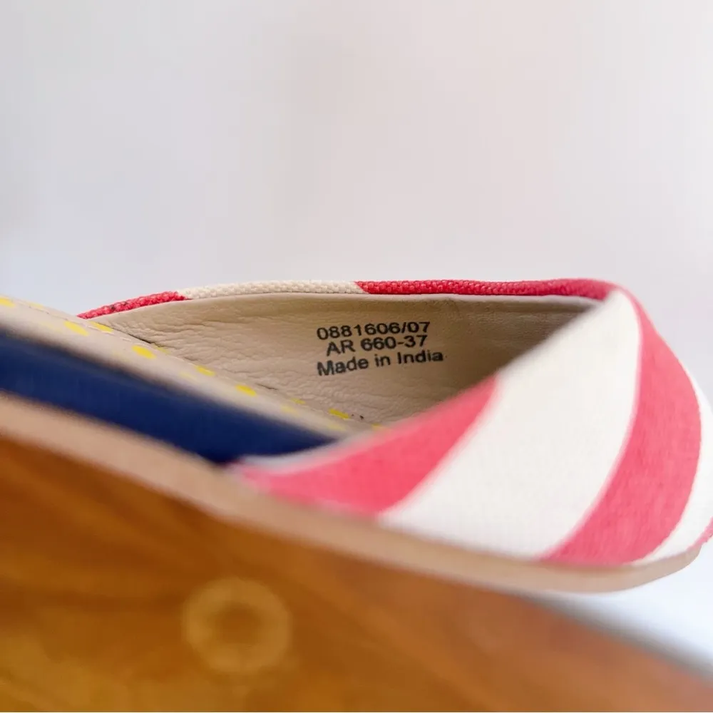Boden • Vienne Point Flats d'orsay red white stripe canvas navy blue leather Size 6 - Image 5