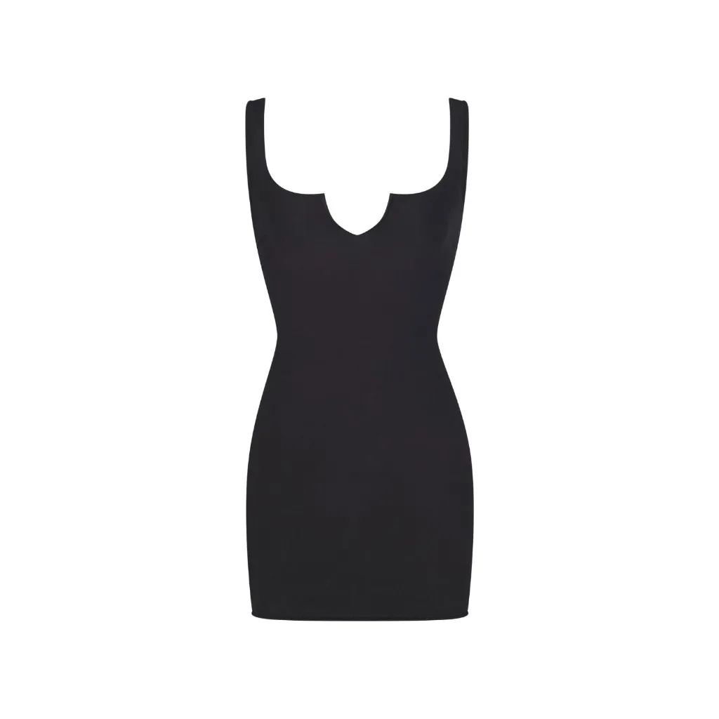 NWT Skims Raw Edge Slit Front Mini Dress in Onyx, Size X-Small - Image 4