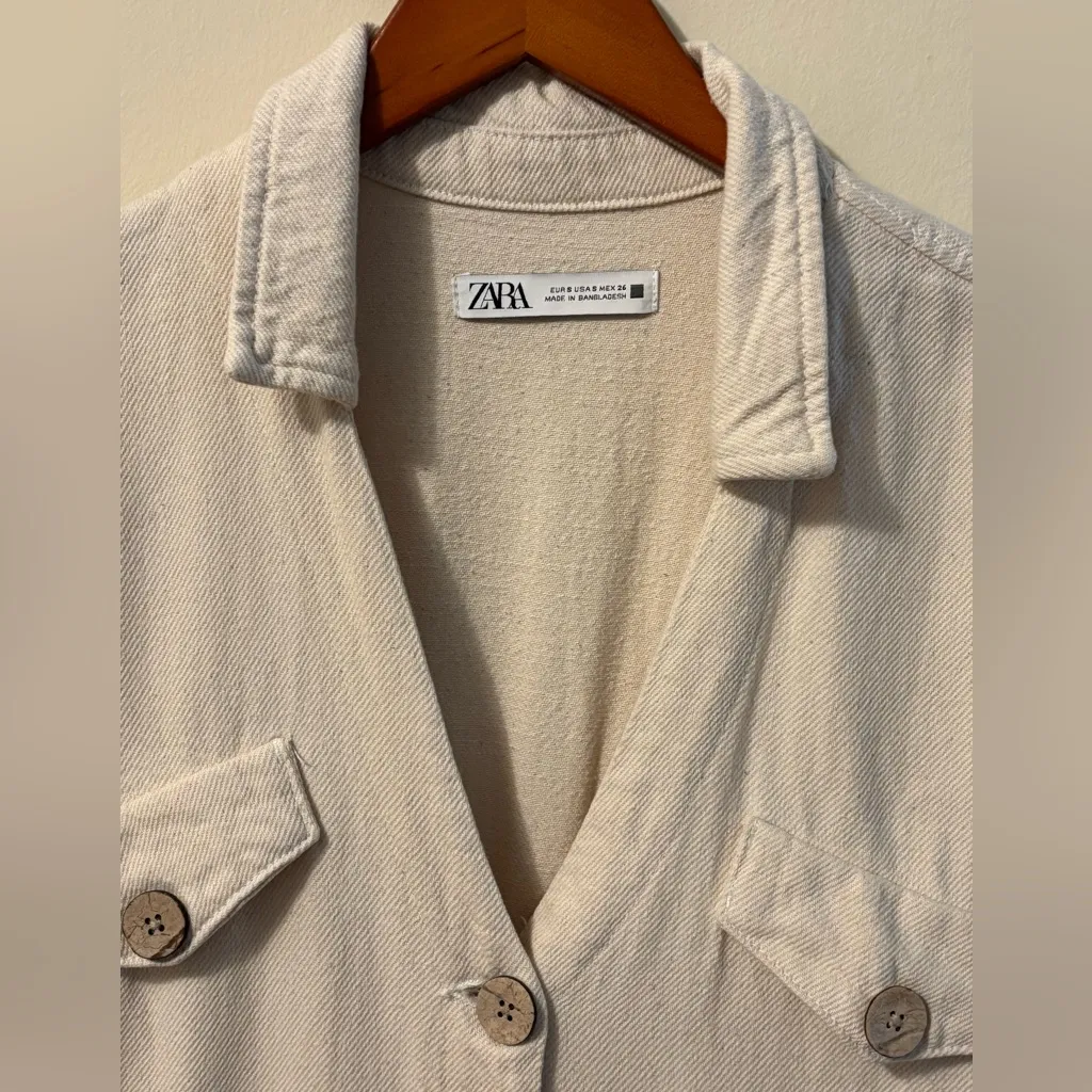 Zara Cream Button-Up Jumpsuit - Image 4