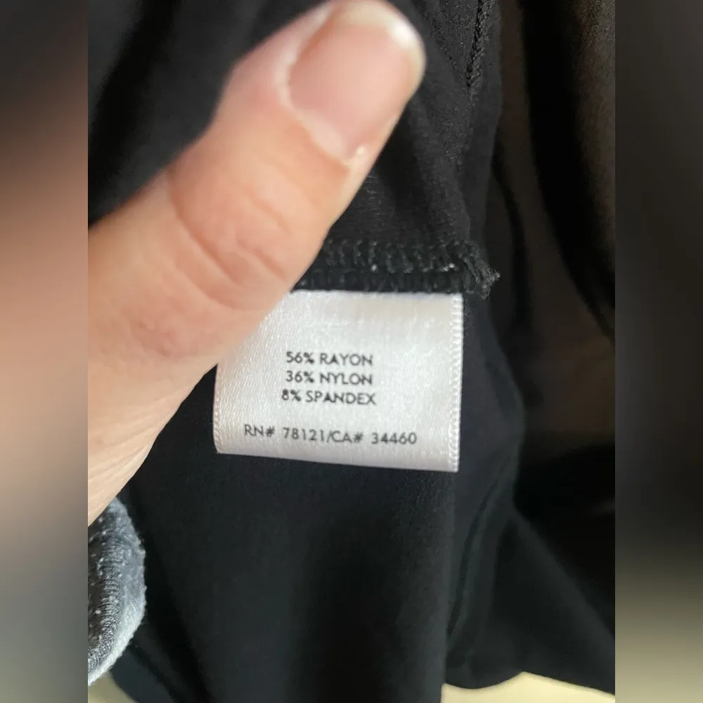Eileen Fisher Faux Wrap Front Black Knee Length Flowy Dress Sz XL - Image 5