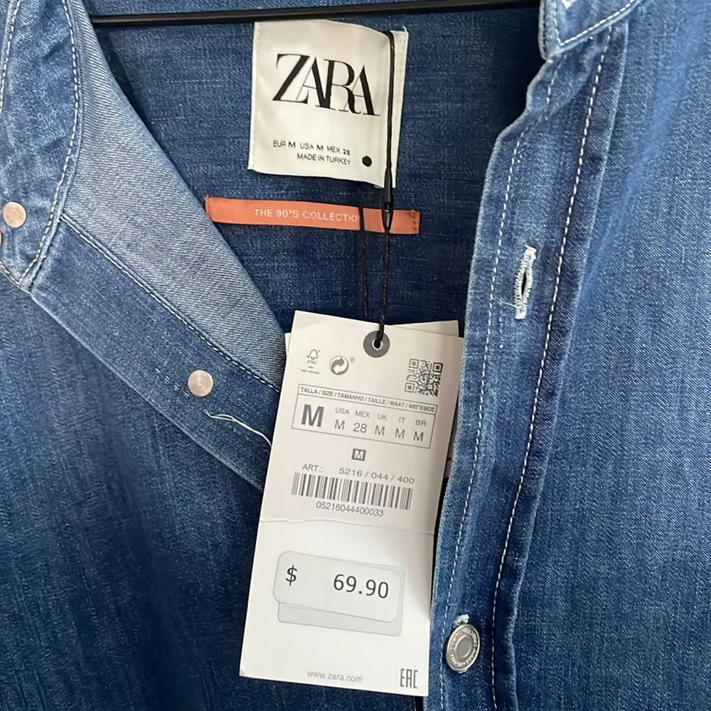 ZARA The 90s Collection Denim Levita Premium ZW Classic Coat Dress Size M NWT - Image 10