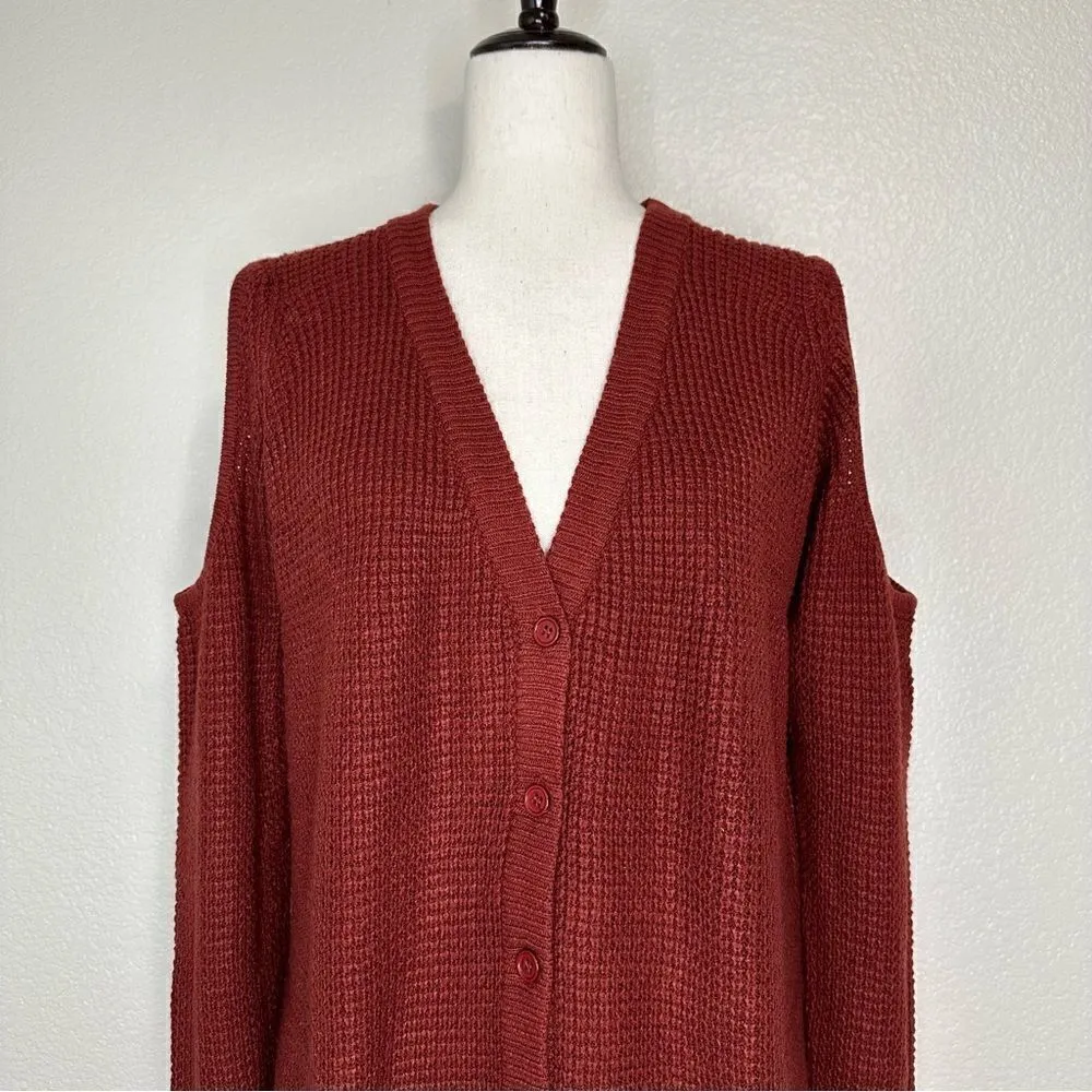Wet Seal  Cold Shoulder Button Down Cardigan, Sz Medium - Image 3
