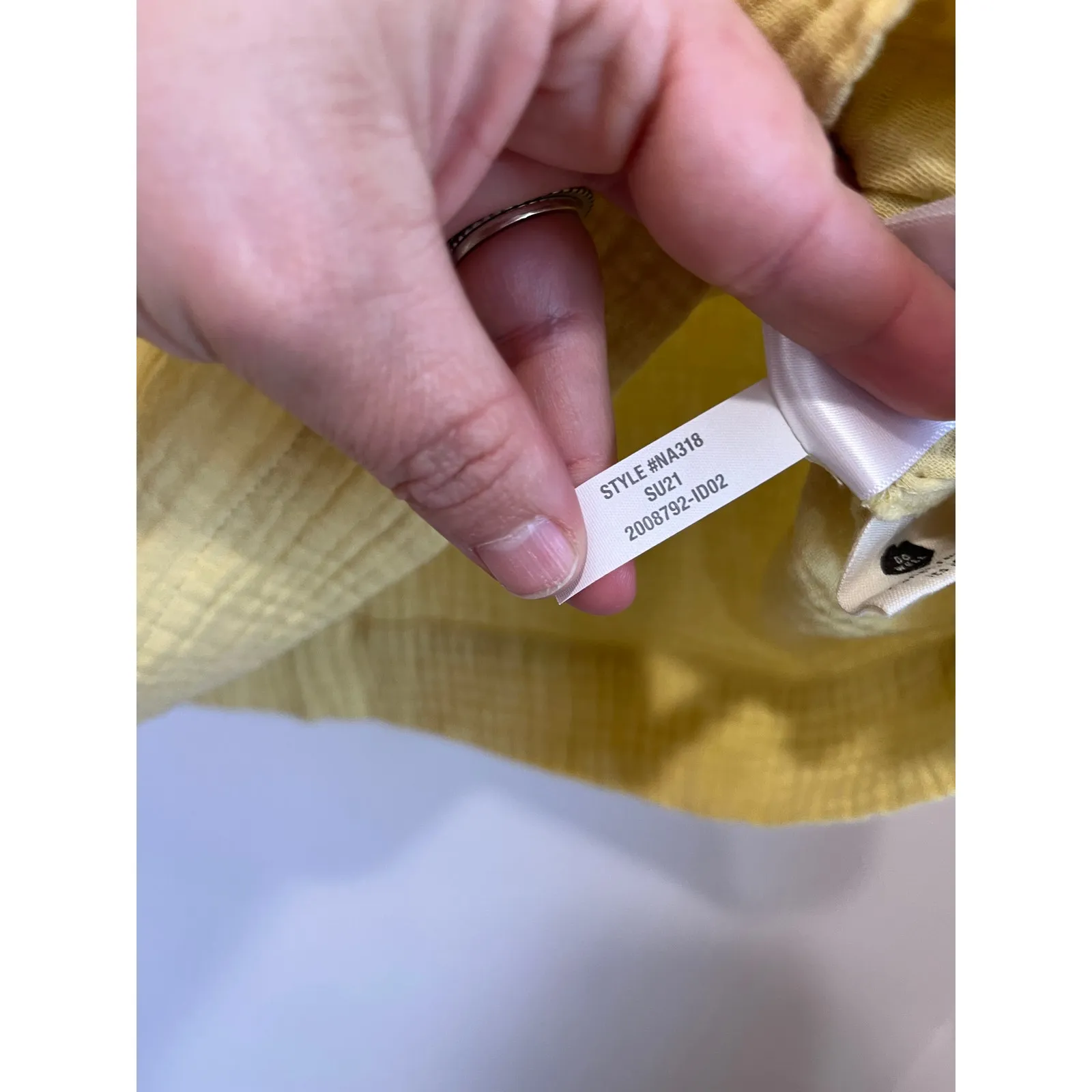 Madewell 100% Cotton Square Neck Short Sleeve Textured Gauze Top Yellow S - Image 5