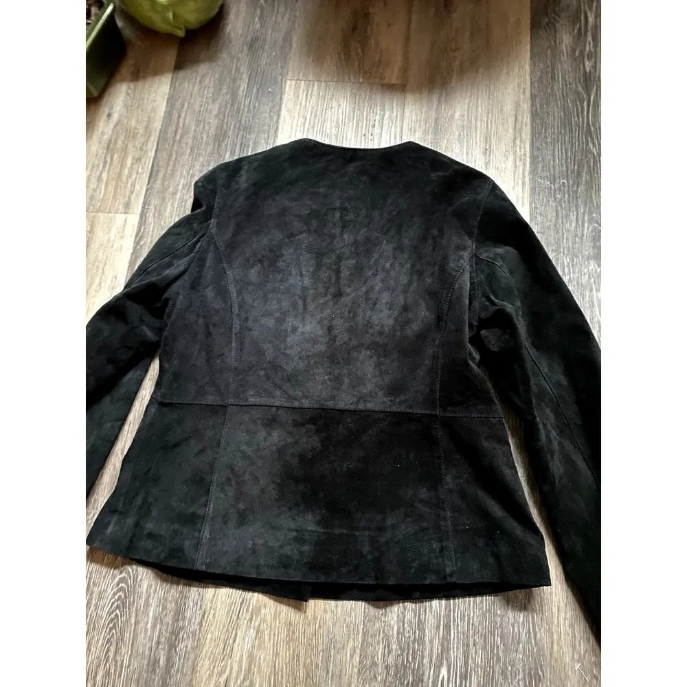 Vintage 90s Leather Suede Black Jacket Top 10 Dark Bohemian Western Heritage‎ - Image 4