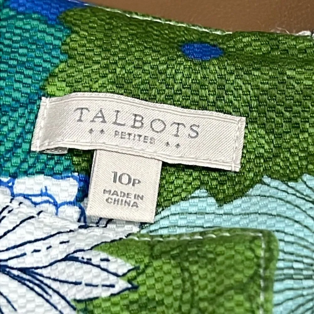 TALBOTS size 10P sheath dress zips up back sleeveless retro mod 70s vibe stain - Image 3