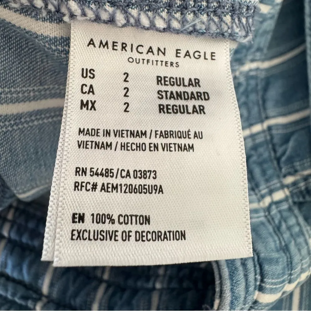 American Eagle Super High Rise Blue & White Striped Wide Leg Pants Size 2 Reg - Image 12