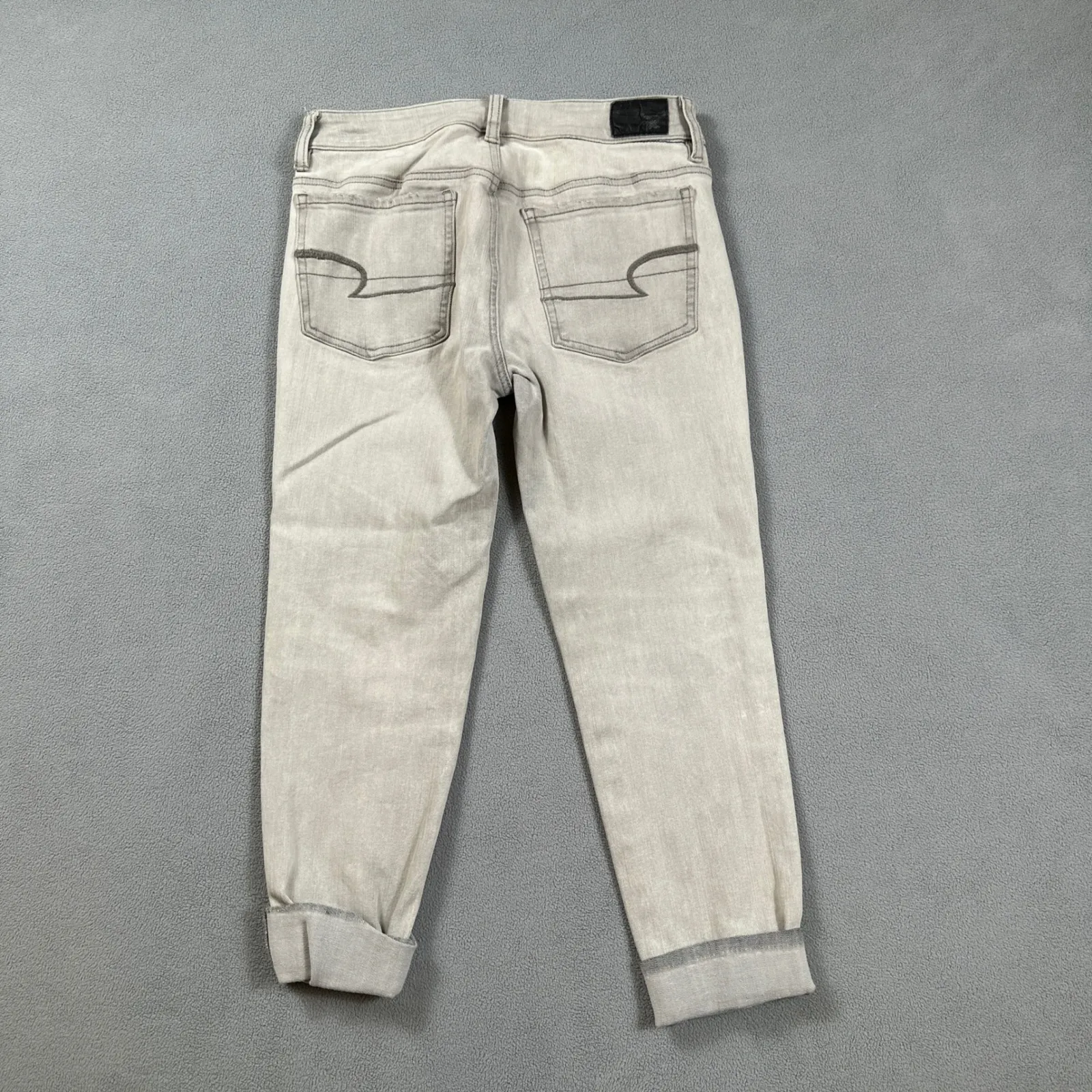 American Eagle Jeans Womens 2 Short Gray Jeggings Ankle Low Stretch Rolled Cuffs - Image 2