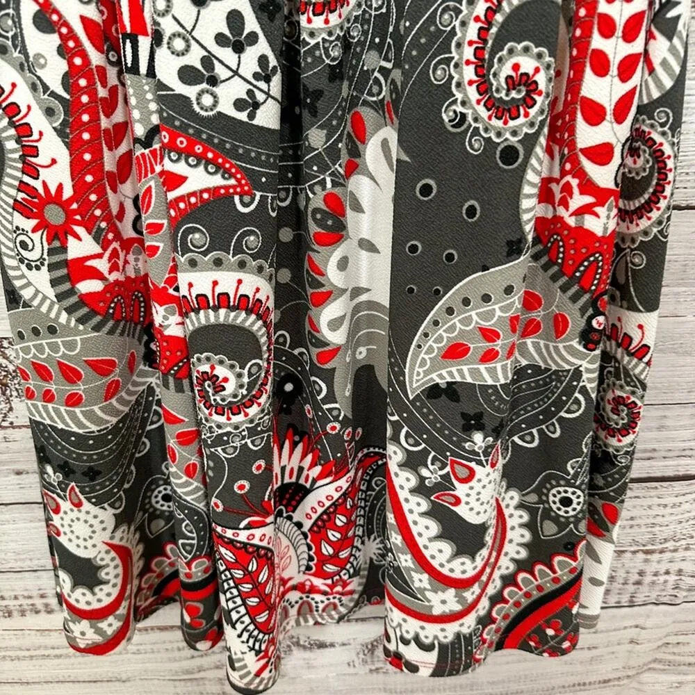 LulaRoe Amelia Black, Gray, Red, and White Fit and Flare Dress, EUC, Size XS - Image 6