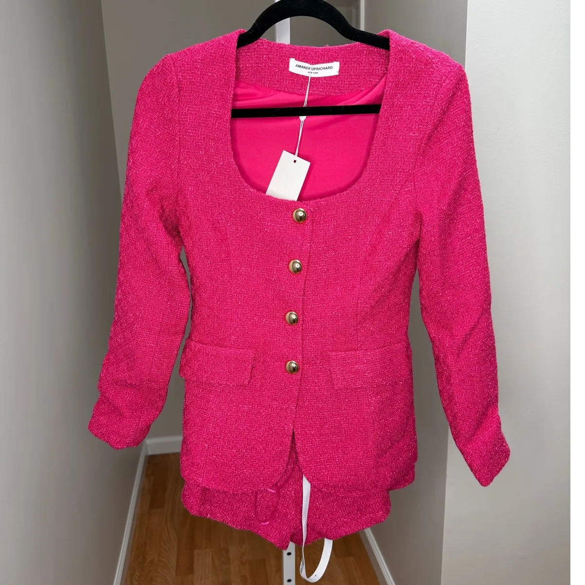 NEW NWT Amanda Uprichard KYA Romper ViVA Tweed Women's XS Pink - Image 3