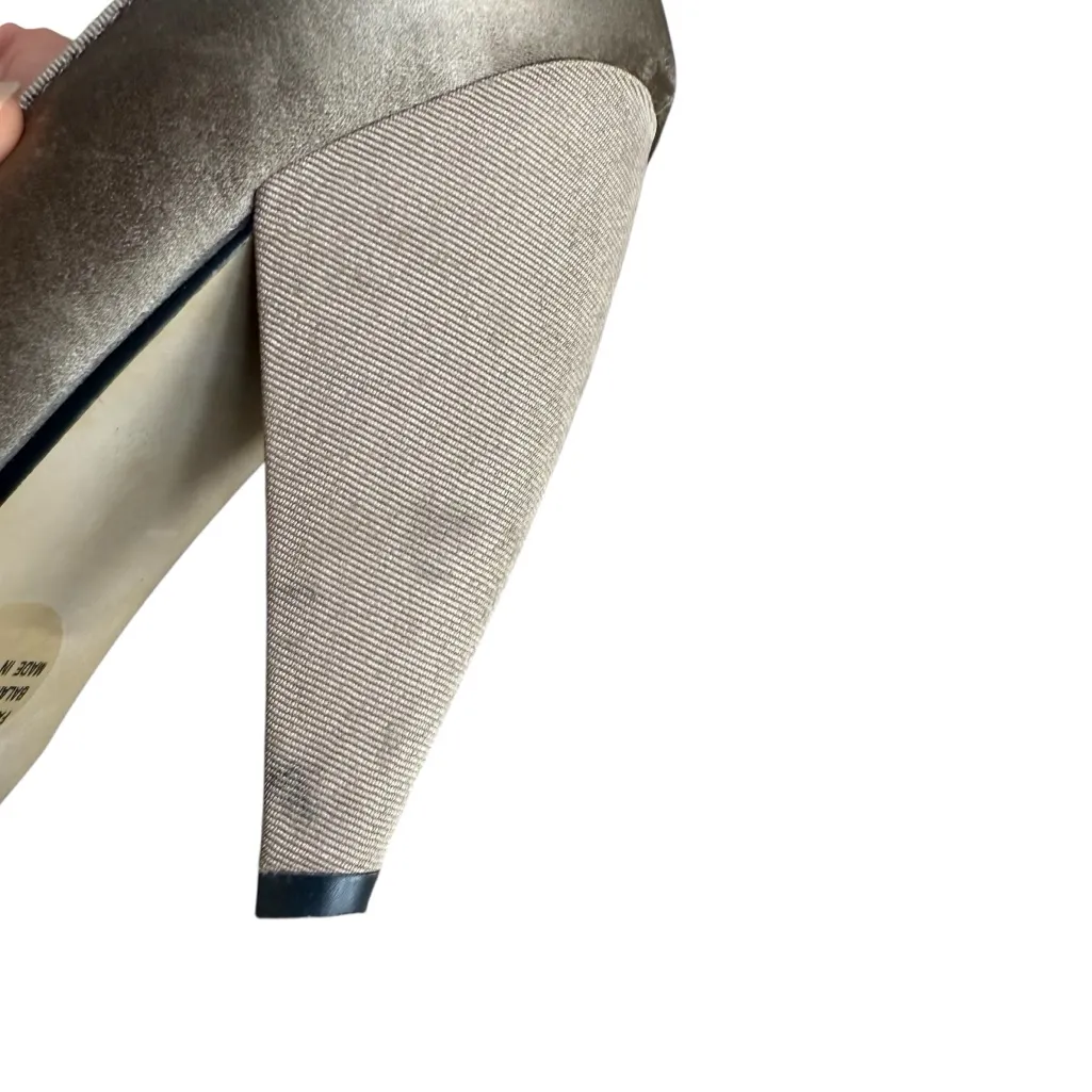 Seychelles Women’s Size 7 Open Toe Satin Rosette Heels Metallic Preppy Coquette - Image 11