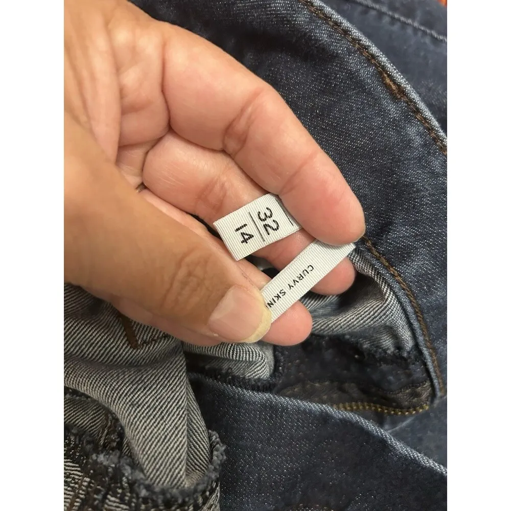 Ann Taylor loft jeans womens size 32/14 curvy skinny stretch mid rise denim blue - Image 3