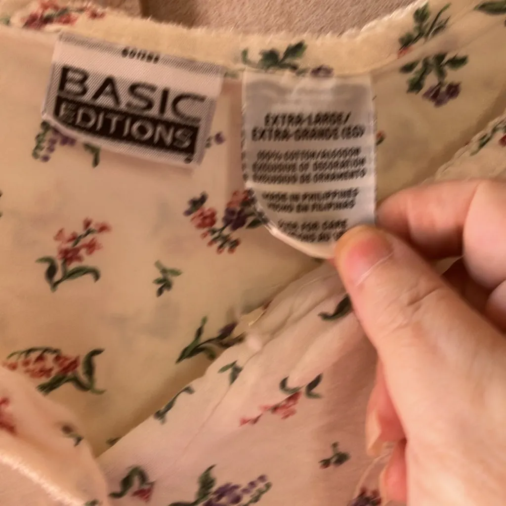 Basic Editions White Floral Sleeveless Blouse extra large Size XL - Image 4