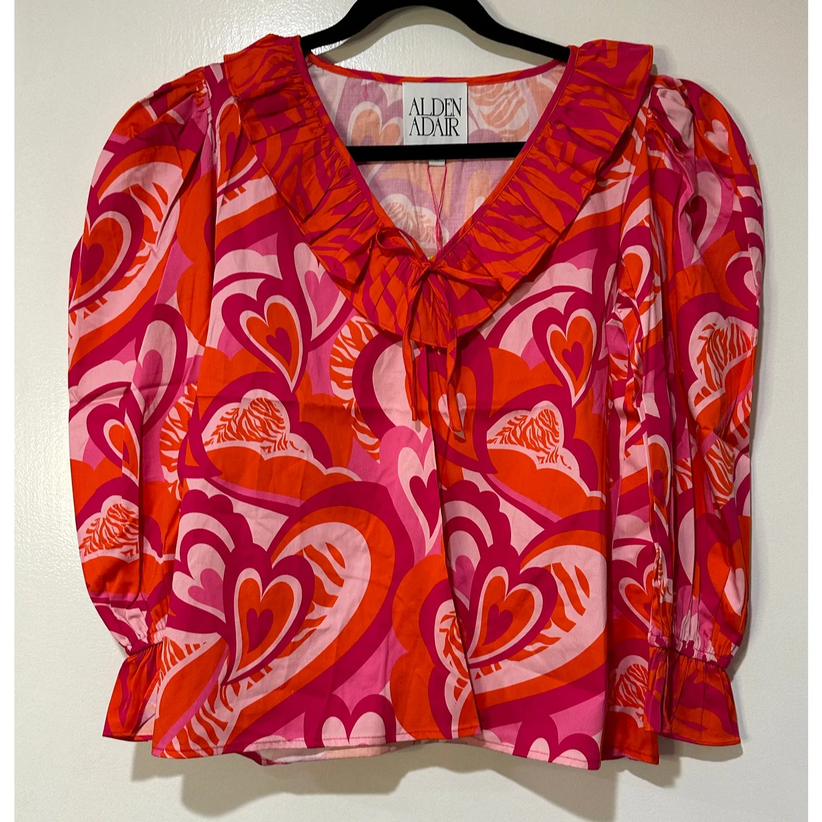 Alden Adair Jean Top Lovers Lane Size Medium NWT Red Pink Romantic Blouse - Image 2