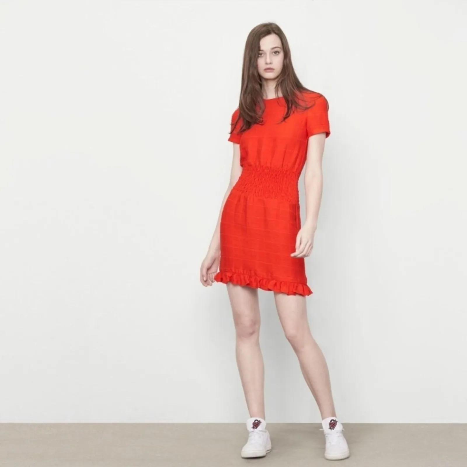 NWT Maje Razane red smocked mini dress - Image 2