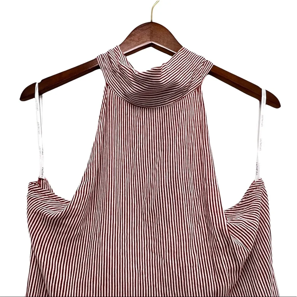 Faithfull The Brand Halter Mirror Door Striped Maxi Dress Slit Sides Size 6 - Image 13