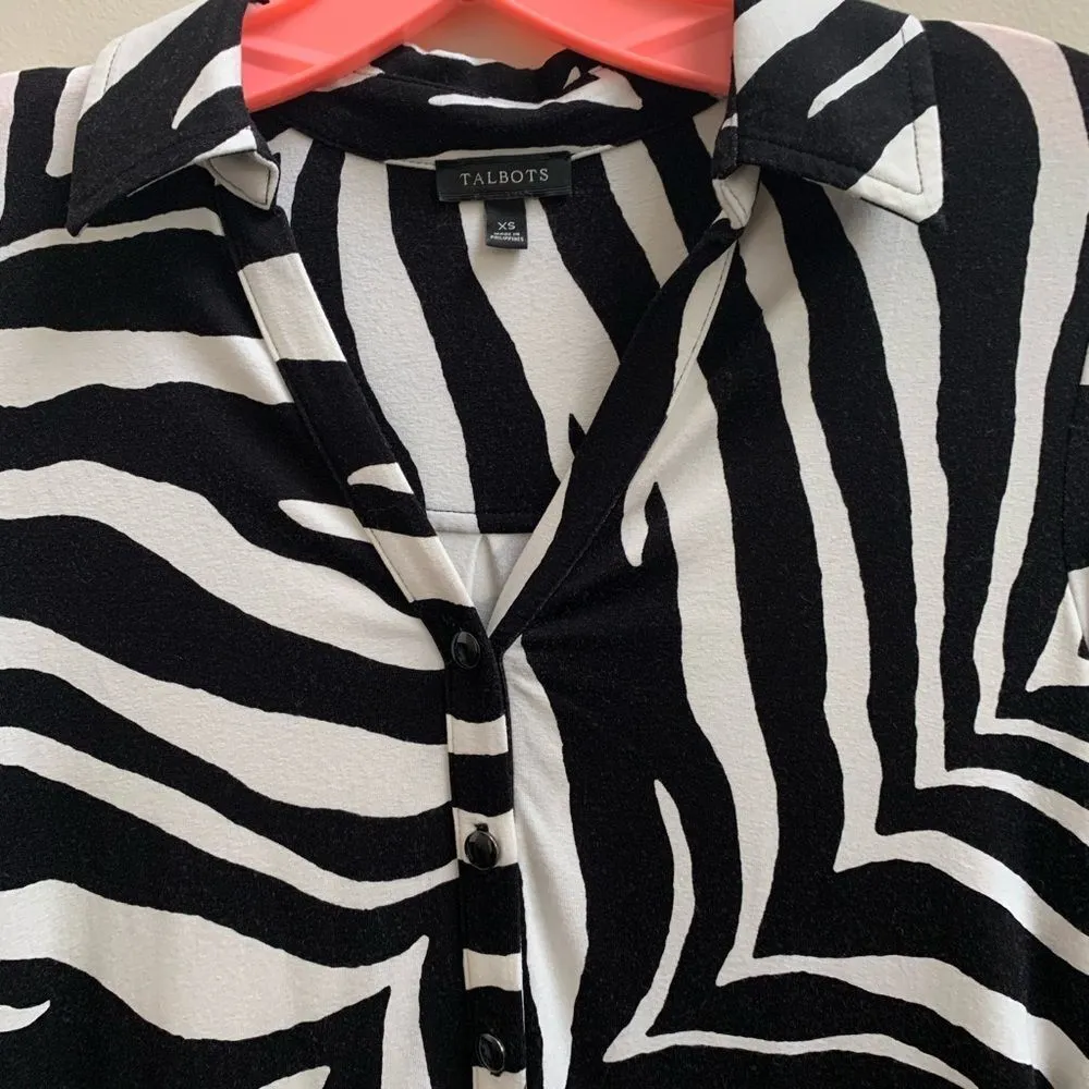 Talbots animal print dress Black & white  woman’s Size XS - Image 4