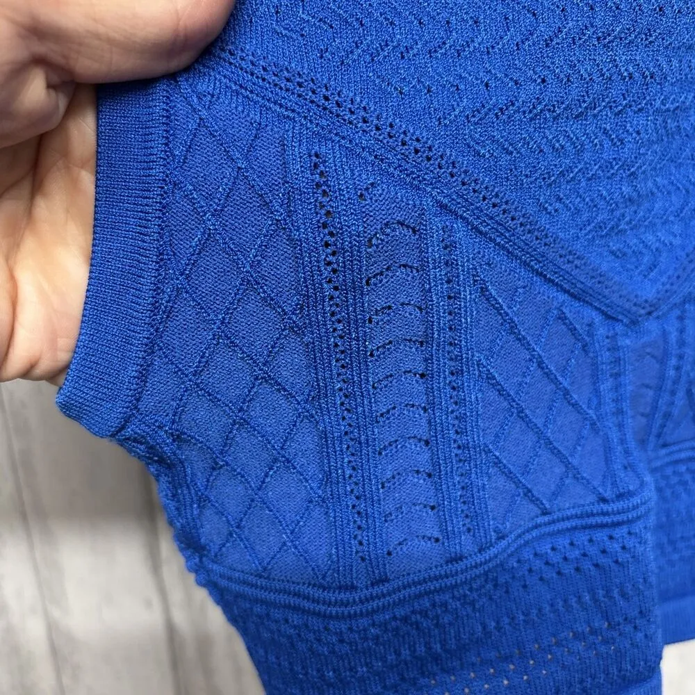 Womens Size XS Aritzia Babaton Pointelle Top Blue EUC - Image 3