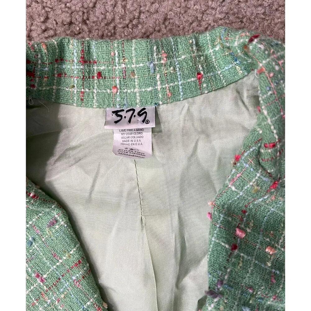 Mint Green Plaid Cropped Blazer Size M - Image 3