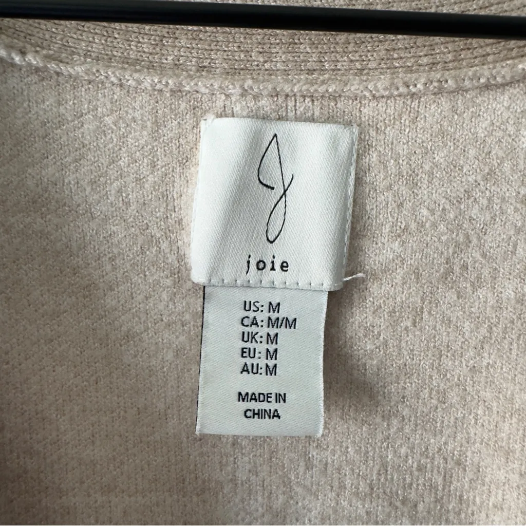 Joie Beige Plaid Cardigan long sleeve cable knit accent button down front - Image 10