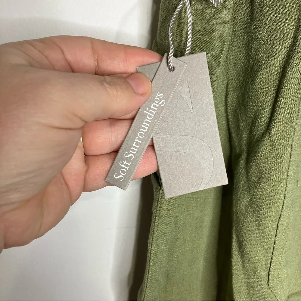 Soft surroundings summer breeze shorts linen blend green new with tags size 1X‎ - Image 6