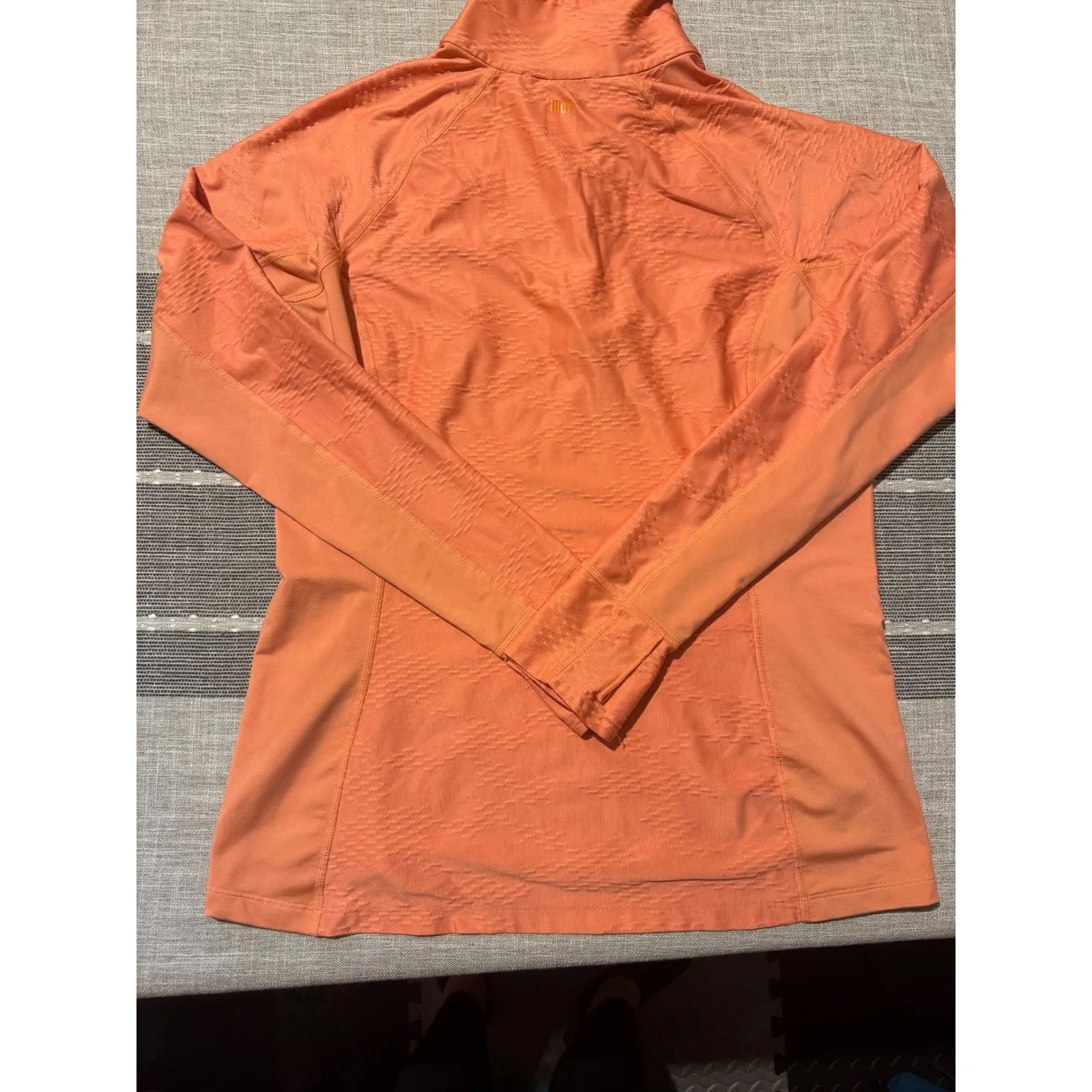 Lucy Tech Orange Textured Quarter Zip Pullover Athletic Shirt Women's Size L Size L - Image 6