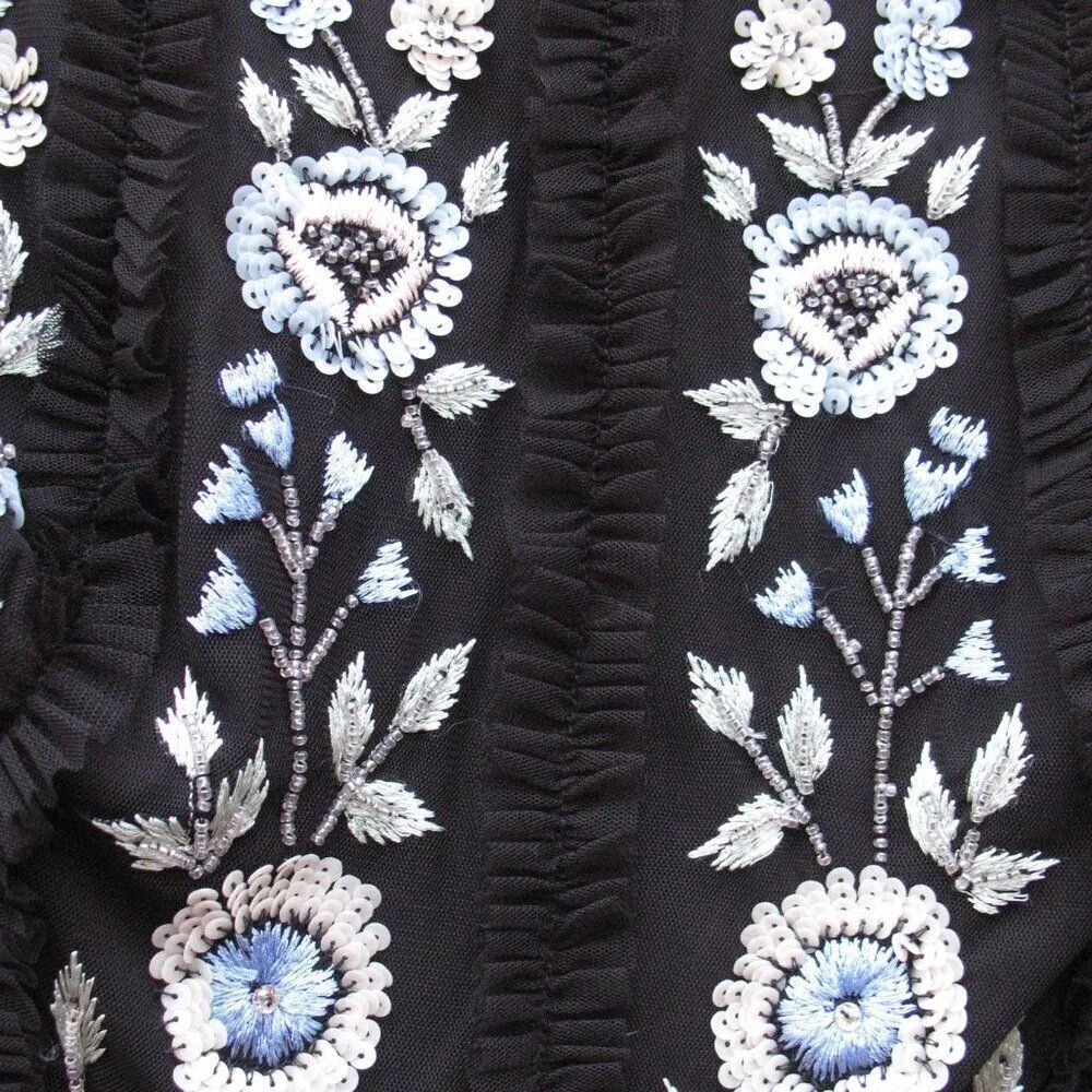 Mac Duggal 9135 Womens Black Sleeveless High Neck Embroidered Mini Dress - Image 9